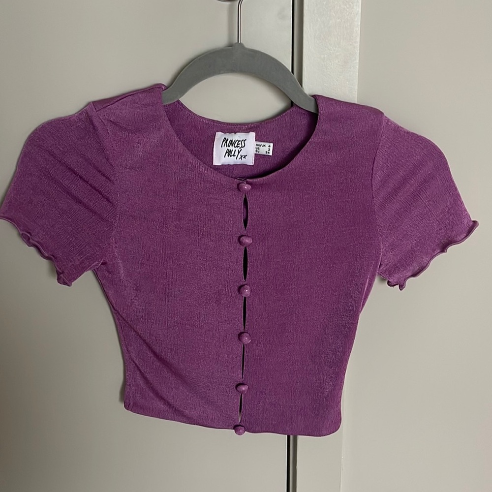 Princess Polly Purple Button-Front Crop Top